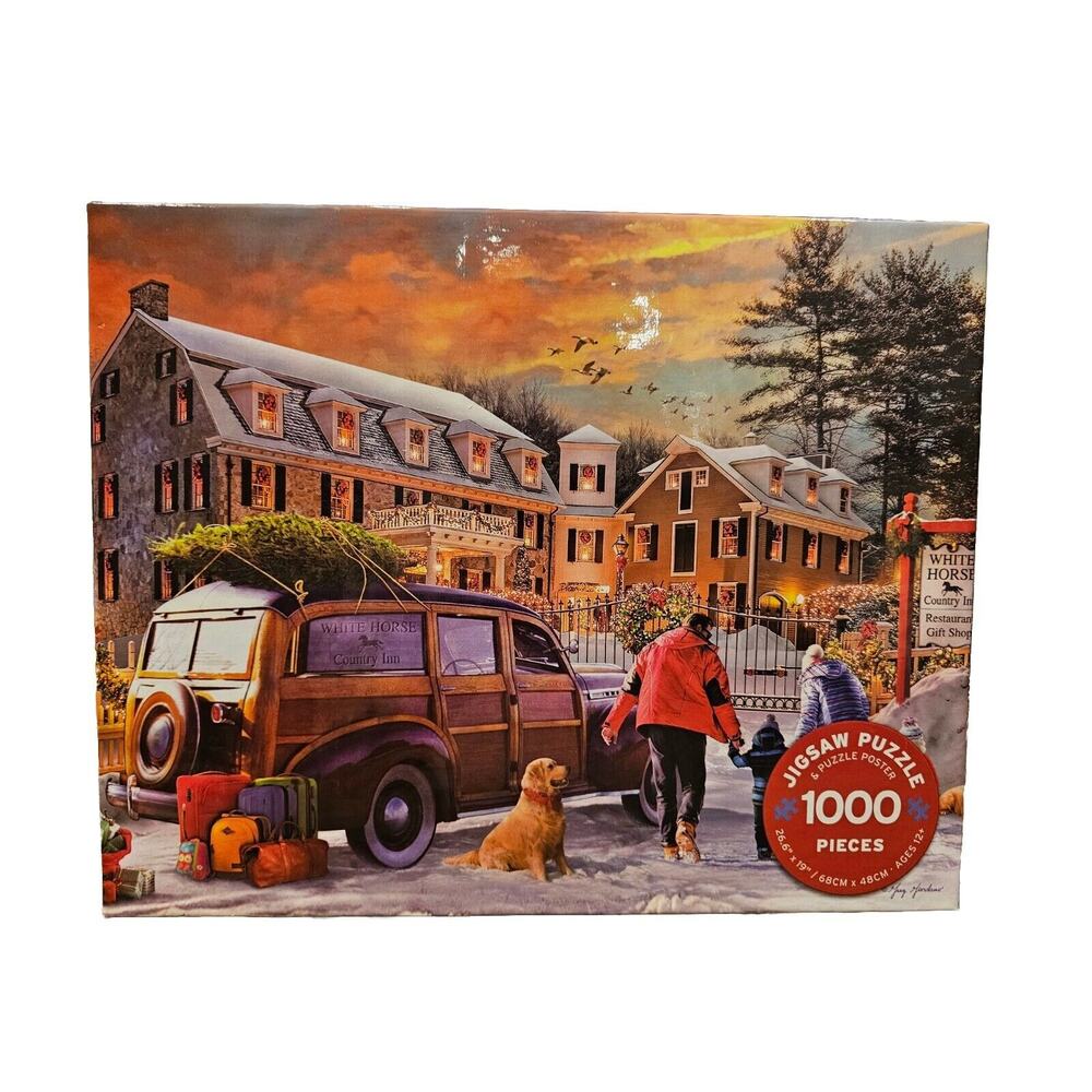 1000 Pieces Jigsaw Puzzle White Horse Country Inn Winter Puzzle 26 X 19 Ceaco